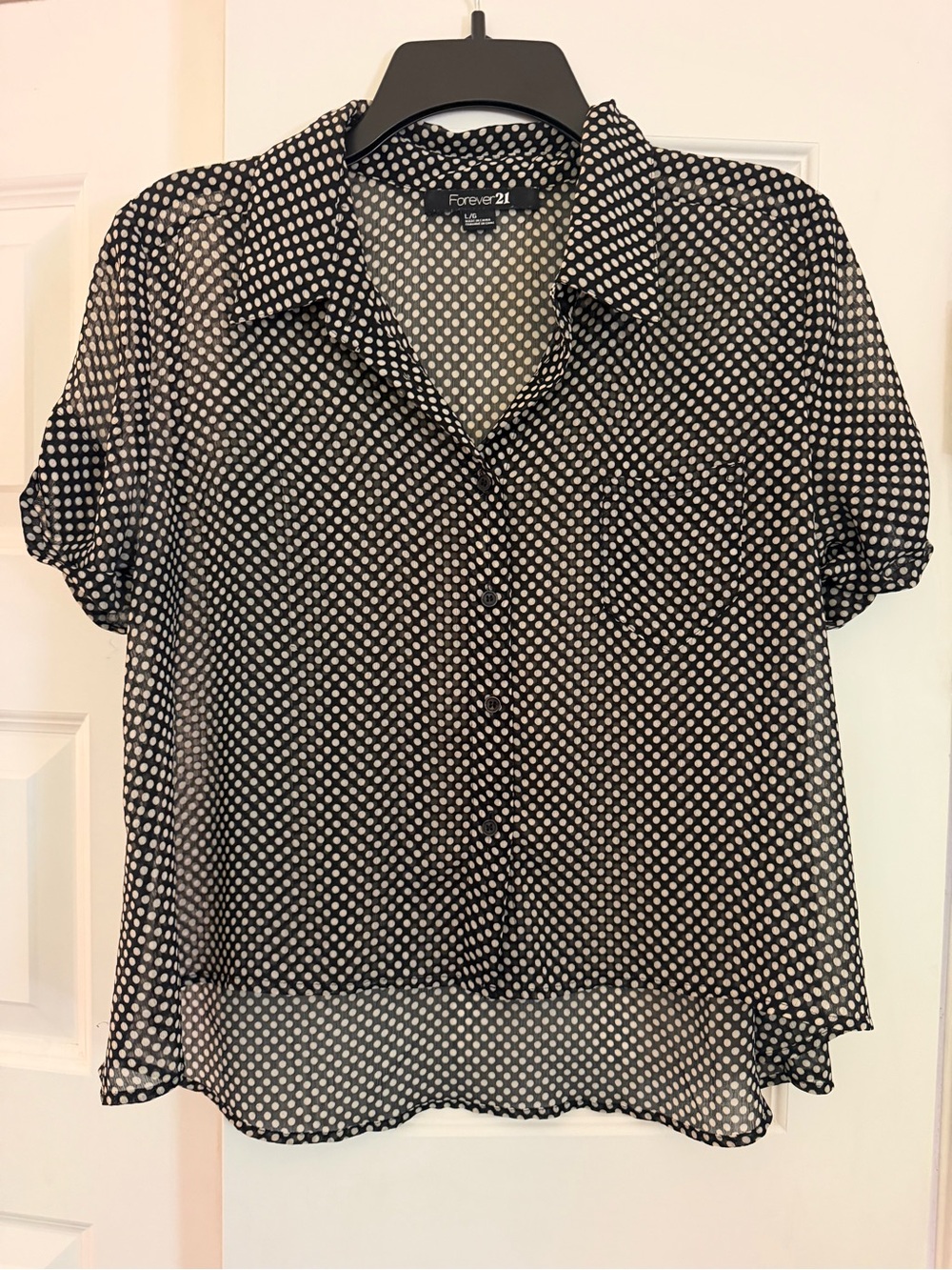 Forever 21 Black and White Polka Dot Button-Down Shirt
